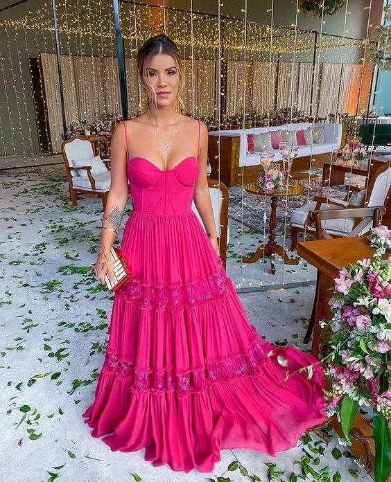 Unbeatable Prices satin midi dressA-line Spaghetti Straps Sleeveless Long Prom Dress,Elegant Formal Gown Y1043