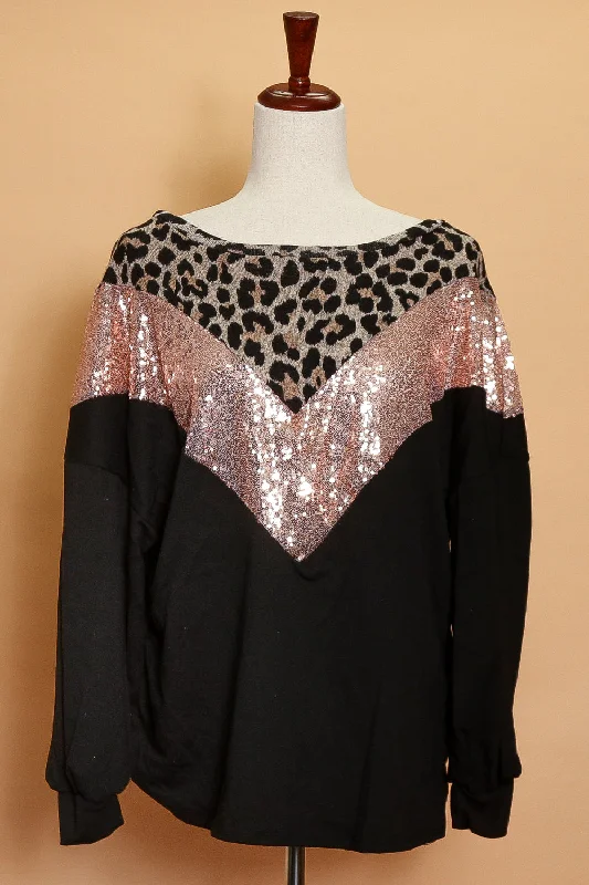 fashionable outerwearBlack Animal Sequin Sweater (5pc)