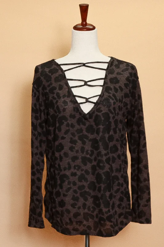 Extra Discounts high-fashion coatMocha Deep V Animal Sweater (7pc)