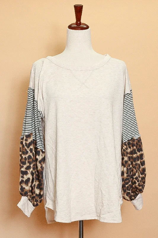 Blowout Deals padded coatTaupe Animal Stripe Exposed Seam Sweater (5pc)