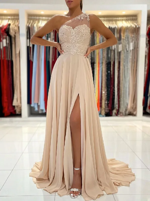 Super Sale wool dressChampagne chiffon lace long prom dress, champagne bridesmaid dress Y46 Super Sale wool dressChampagne chiffon lace long prom dress, champagne bridesmaid dress Y46