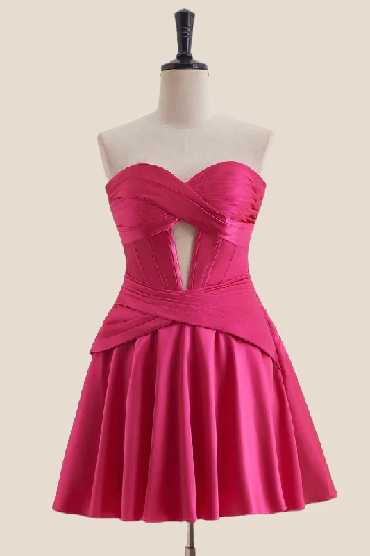 Major Savings evening dressSweetheart Hot Pink Keyhole A-line Short Dress