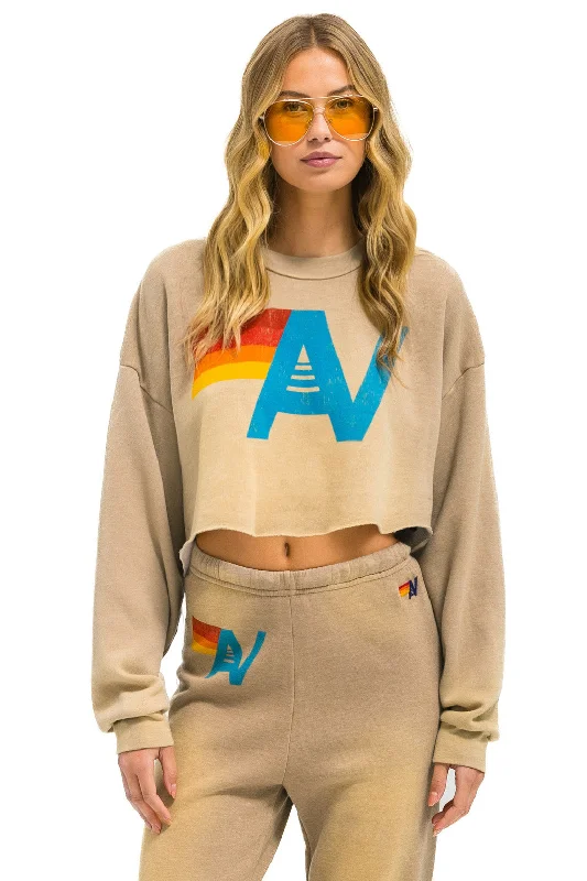 zip-up gym hoodieVINTAGE LOGO CROPPED CREW SWEATSHIRT RELAXED - FADED TAN