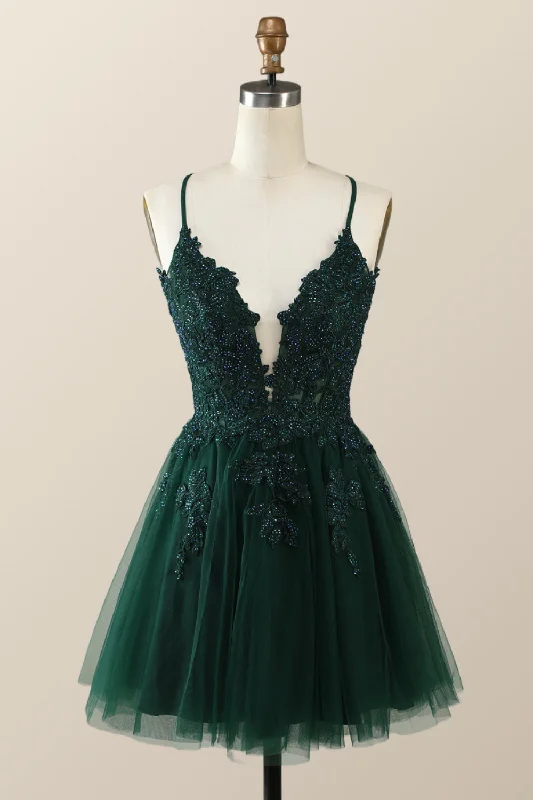 Price Drop Alert A-line dressEmerald Green Appliques A-line Short Homecoming Dress