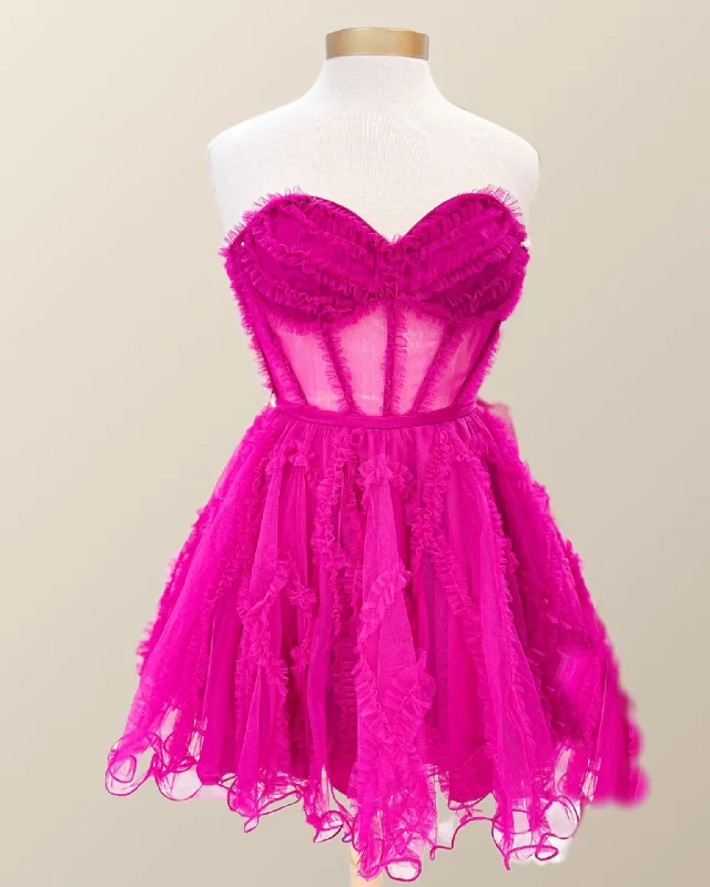Midnight Madness boho-chic dressSweetheart Fuchsia Ruffles Corset A-line Dress
