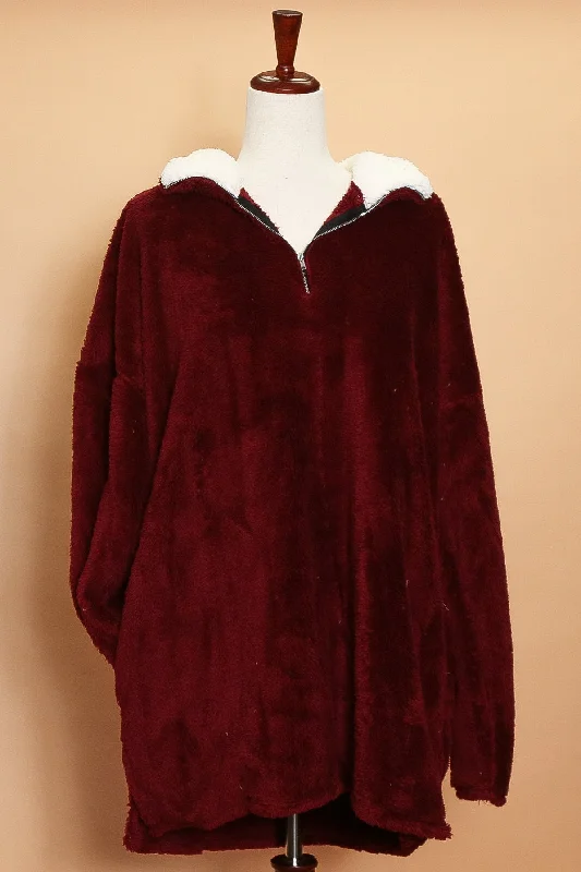 long coatPlus Burgundy Sherpa Sweater