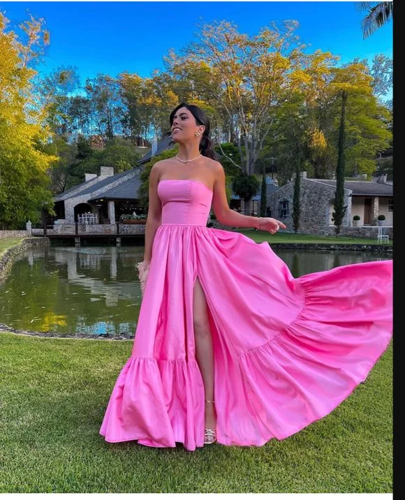 Online Only cocktail party dressClassic Pink Strapless Prom Dress,Pink Graduation Dress,Formal Gown Y1063