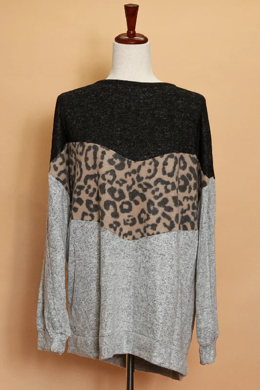 cozy coatPlus Charcoal Animal Color Block Sweater (3pc)