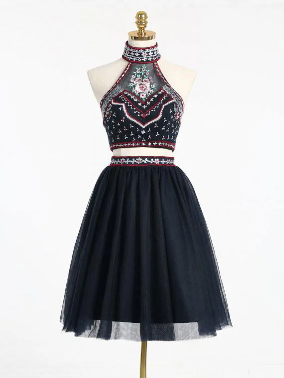 Blowout Sale Homecoming Dress Sexy Two Pieces Embroidery Short Prom Dress Party Dress VC277