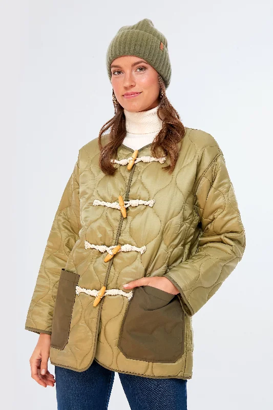 Massive Deals casual sports coatOlive Padded Toggle Button Jacket