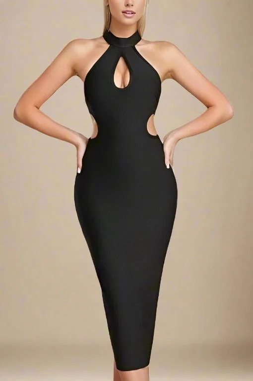 Sale Event off-shoulder dressSaint Bodycon Midi Dress - Classic Black