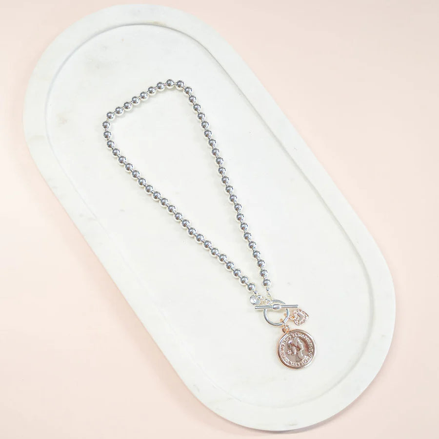 Can't Miss casual shift dressSHORT | Rose Gold & Silver Beads & Coin Necklace