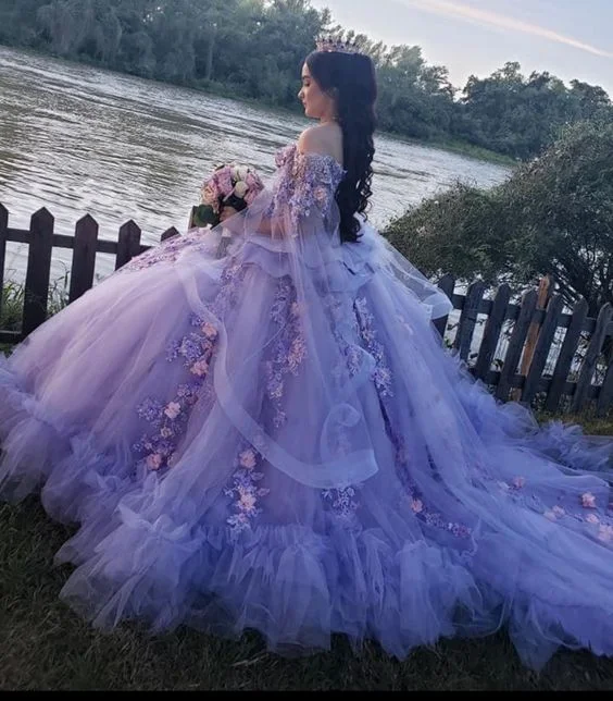 Weekend Deal comfy dressLuxurious Off The Shoulder Tulle Floral Appliques Ball Gown Purple Sweet 16 Dress Y679 Weekend Deal comfy dressLuxurious Off The Shoulder Tulle Floral Appliques Ball Gown Purple Sweet 16 Dress Y679