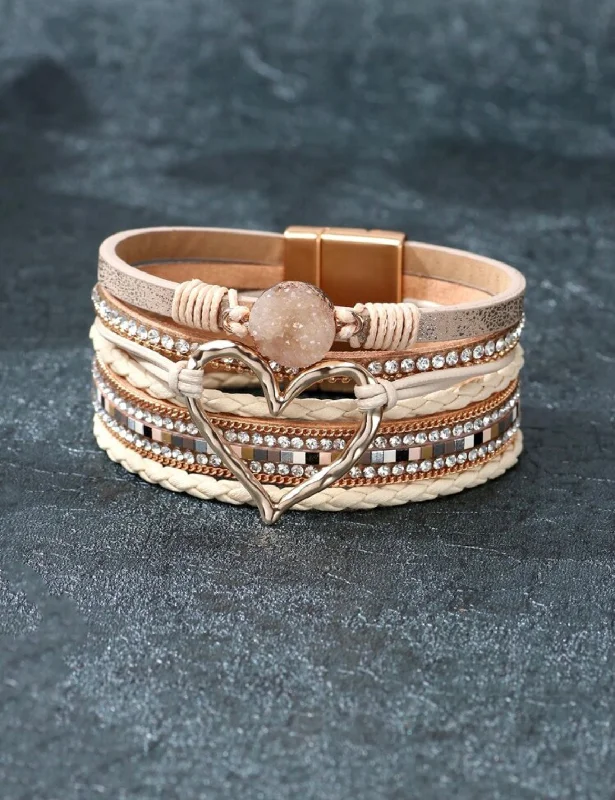 Limited Edition flowy maxi dressRhinestone Heart Wrap Bracelet - Earth