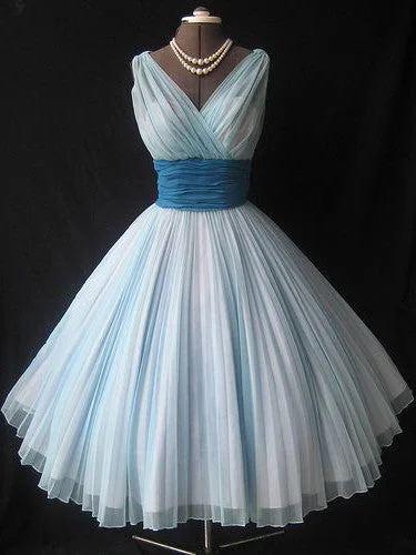 Limited Time Discount Homecoming Dress Chiffon Vintage Blue Pink Short Prom Dress Party Dress JK231