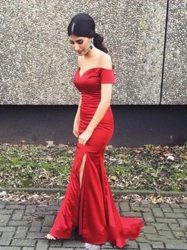 Deal of the Day Cheap Prom Dresses Sexy Off-the-shoulder Hunter Green Long Prom Dress/Evening Dress JKL148