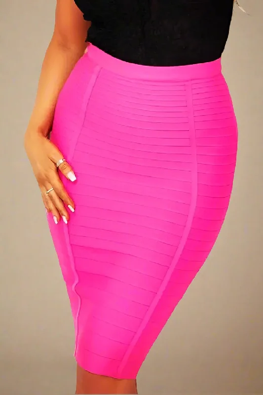 Today's Special trendy bodycon dressPencil High Waist Bandage Knee Length Knitted Skirt - Hot Pink Today's Special trendy bodycon dressPencil High Waist Bandage Knee Length Knitted Skirt - Hot Pink
