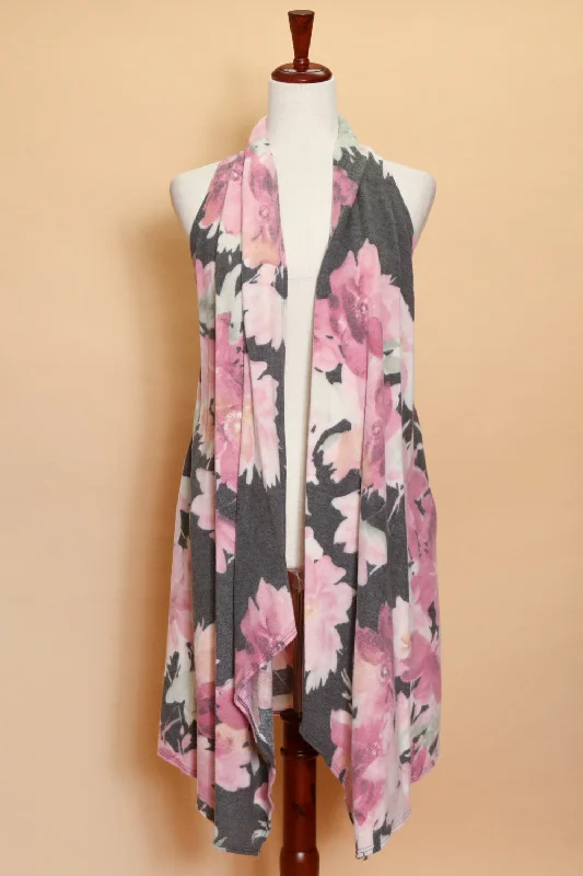 New Deals stylish blazer coatFloral Brushed Hacci Cardigan Vest