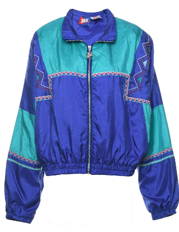 relaxed fit coatBlue & Orange Geometric 1990s Nylon Jacket - XL