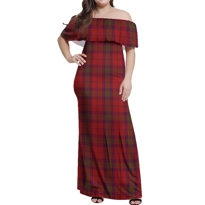 Inventory Reduction Ross Old Tartan Off Shoulder Long Dress