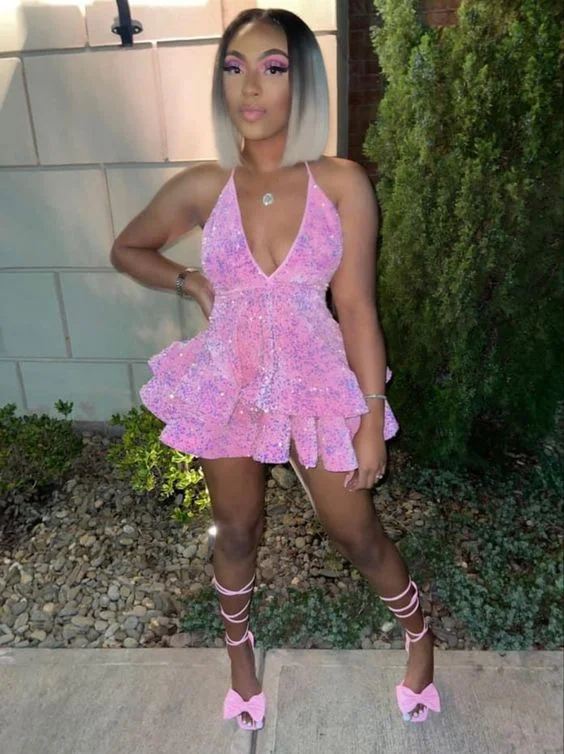 Savings Bonanza one-shoulder dressSexy Pink Sequin Short Homecoming Dresses Mini Halter Neck Backless African Black Girl Party Graduation Dress Y327 Savings Bonanza one-shoulder dressSexy Pink Sequin Short Homecoming Dresses Mini Halter Neck Backless African Black Girl Party Graduation Dress Y327