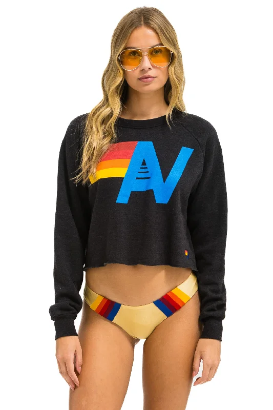 Online Only sleek sports hoodieLOGO CROPPED CREW SWEATSHIRT - BLACK