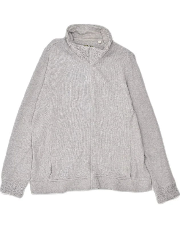 simple hoodieORVIS Womens Turtle Neck Cardigan Sweater UK 16 Large Grey Cotton