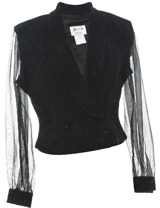 Discount Deals classic trench coatBeaded Black Sparkly Evening Jacket - L