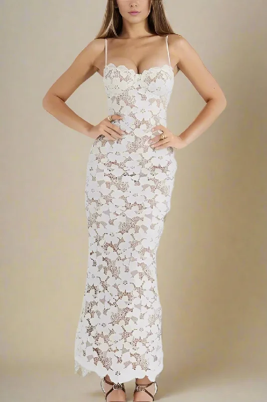 Time-Limited Offer floral wrap dressHonor Bodycon Maxi Dress - Pearl White