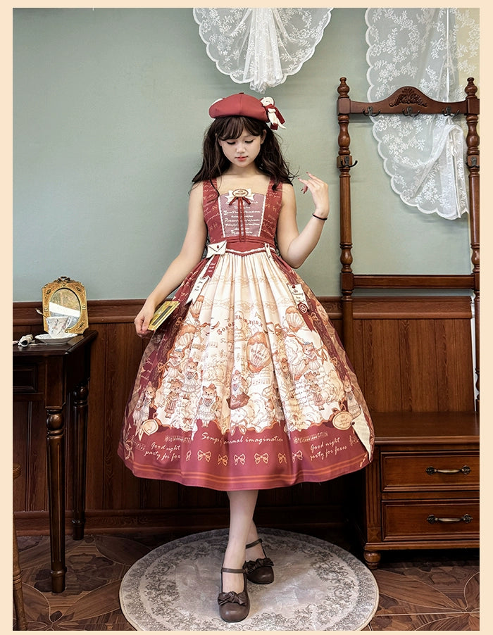 Savings Bonanza casual dressAlice Girl~Fox Band~Printed Sweet Lolita JSK Dress Square Neckline Daily Dress Savings Bonanza casual dressAlice Girl~Fox Band~Printed Sweet Lolita JSK Dress Square Neckline Daily Dress