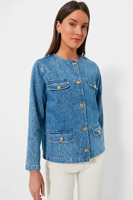 Super Sale insulated trench coatWashed Blue Janet Jacket