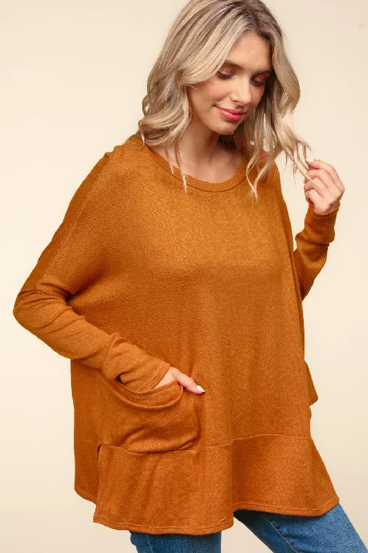 Clearance Event high-fashion coatRUST DOLMAN LONG SLEEVE OVERSIZED SWEATER KNIT TOP