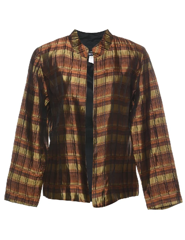 Best Deals utility coatMSK Checked Brown & Green Metallic Evening Jacket - L