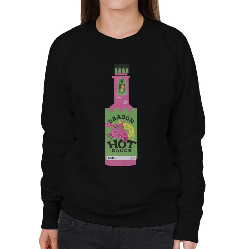 Deep Discounts smooth fit athletic sweatshirtShrek Dragon Hot Sauce Fiona In The Tallest Tower Women's Sweatshirt