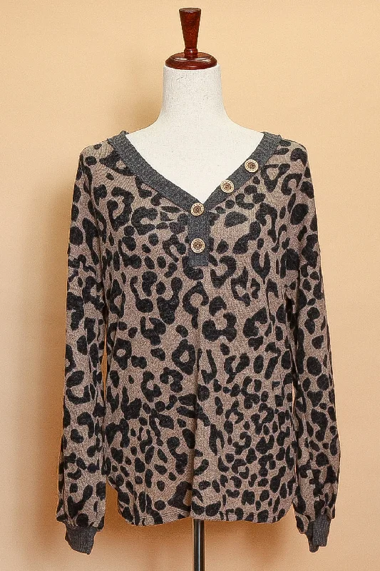 Final Sale wool-blend coatAnimal Grey Trim Button Sweater