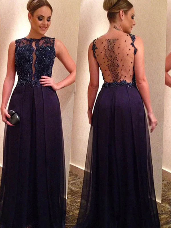 Don’t Miss Out prom dresses high low A-line Bateau Floor-length Chiffon Prom Dress/Evening Dress #MK018