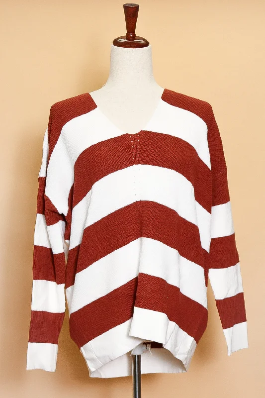 oversized puffer coatPlus Burgundy Stripe V Neck Sweater