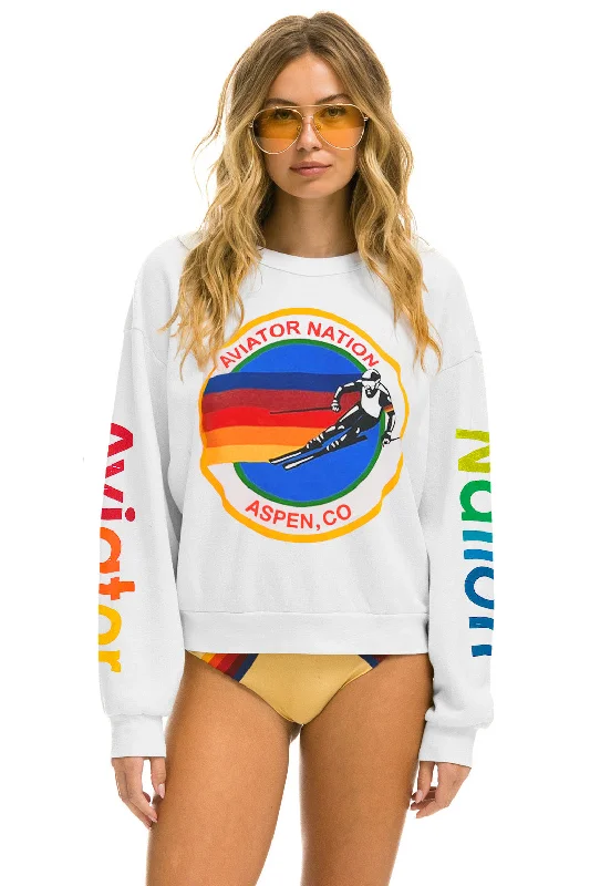 performance gym sweatshirtAVIATOR NATION ASPEN RELAXED CREW SWEATSHIRT - WHITE