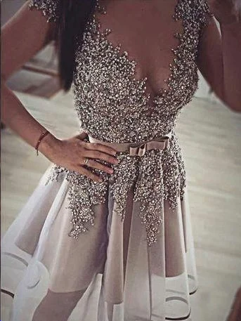 While Supplies Last Sparkly Homecoming Dresses Beading A line Sexy Short Prom Dress Party Dress JK765