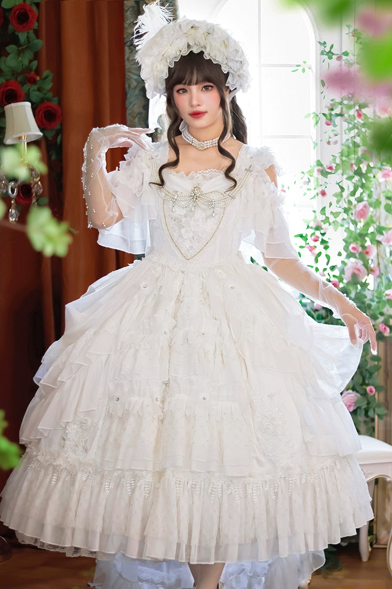 Sneak Peek Sale oversized dressOne Night~Dolores~Wedding White Lolita Dress Princess Bridal OP