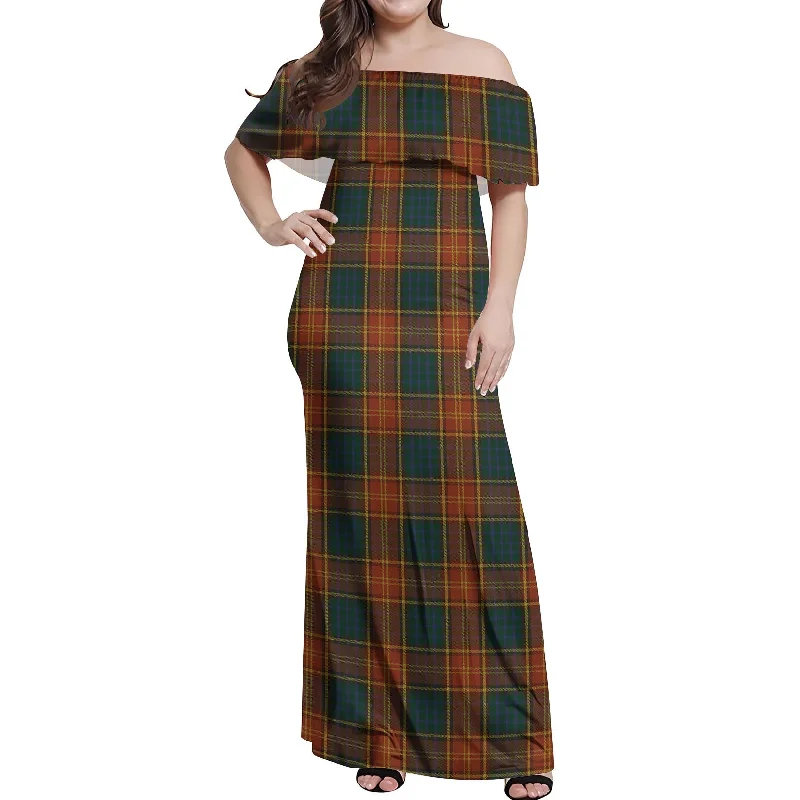 Loyalty Reward Roscommon County Ireland Tartan Off Shoulder Long Dress