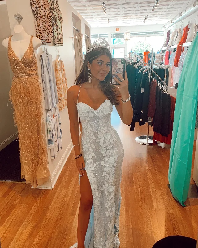 casual slip dressSparkle White Sequin Mermaid Appliques Long Prom Dress Y1532