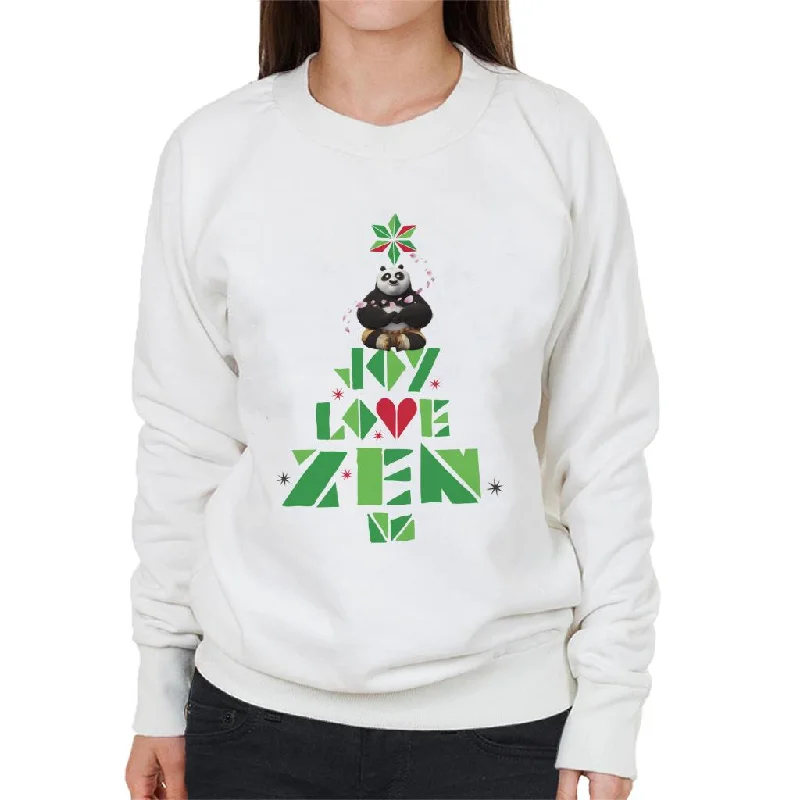 Members Only comfy workout sweatshirtKung Fu Panda Christmas Tree Jo Joy Love Zen Women's Sweatshirt