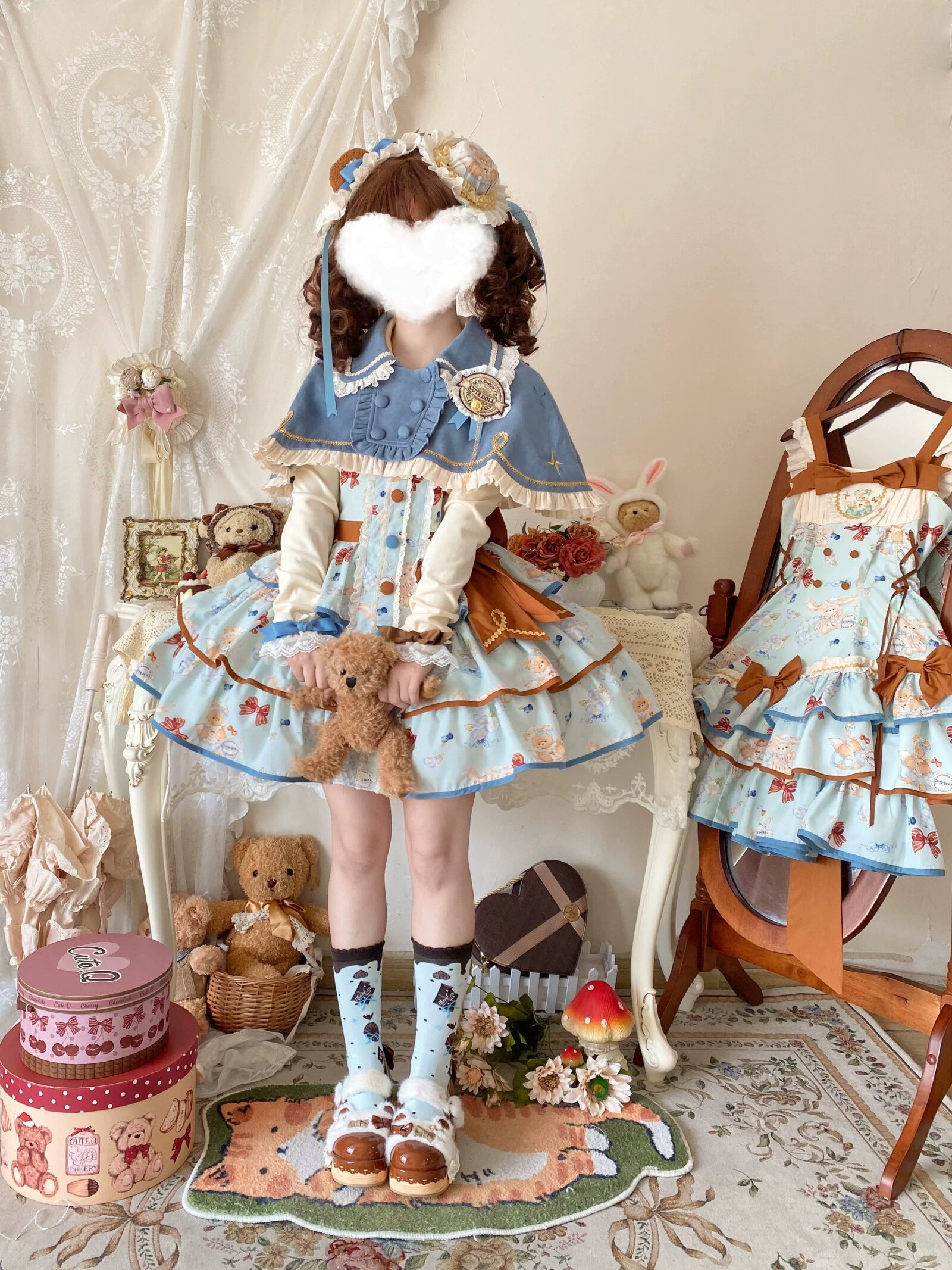 Best Seller comfy dressCheese Mee Mee~Seaside Tea Party~Sweet Lolita Dress Cute Print JSK and Cape Best Seller comfy dressCheese Mee Mee~Seaside Tea Party~Sweet Lolita Dress Cute Print JSK and Cape
