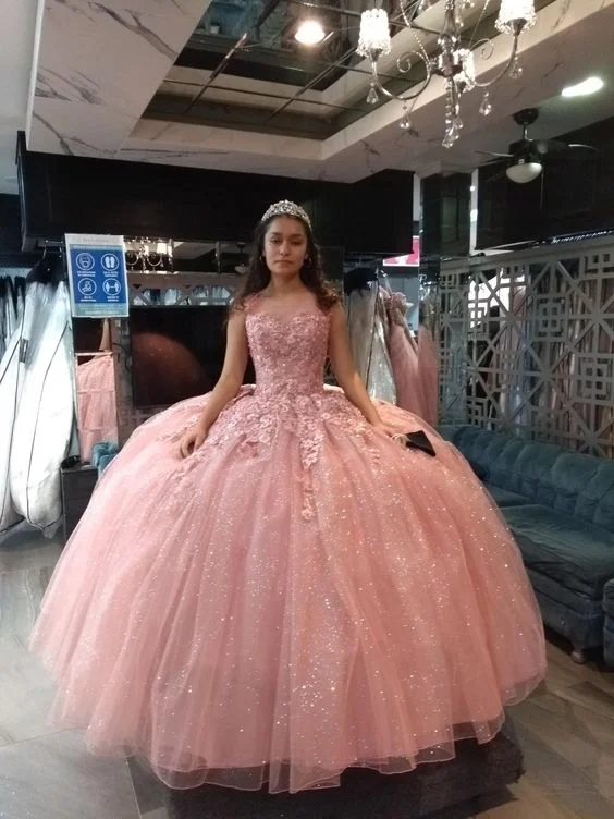 Year-End Sale vintage-inspired dressGlitter Pink Tulle Appliques Ball Gown , Sweet 16 Dress , Pink Quinceanera Dress Y750 Year-End Sale vintage-inspired dressGlitter Pink Tulle Appliques Ball Gown , Sweet 16 Dress , Pink Quinceanera Dress Y750