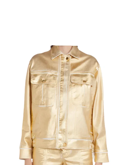 vintage coatTom Ford Womens Coated Denim Jacket In Gold