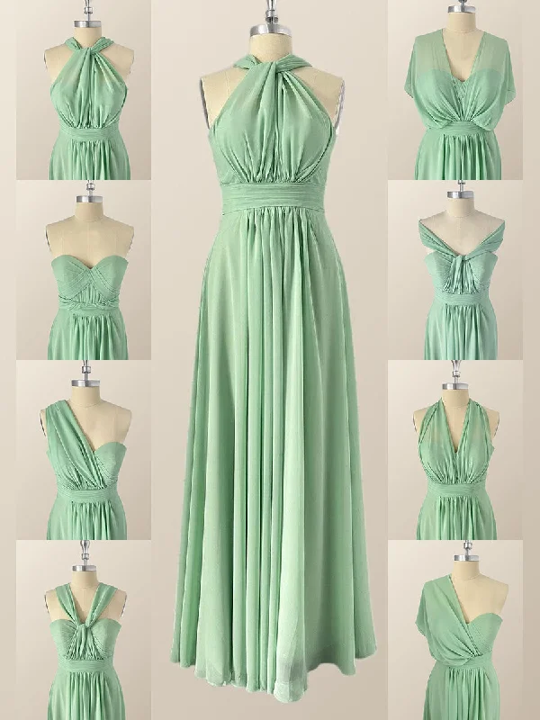 Last Chance off-shoulder dressMint Green Chiffon Convertible Bridesmaid Dress