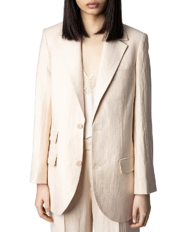 classic zip-up coatZadig & Voltaire Violet Tailleur Linen-Blend Blazer