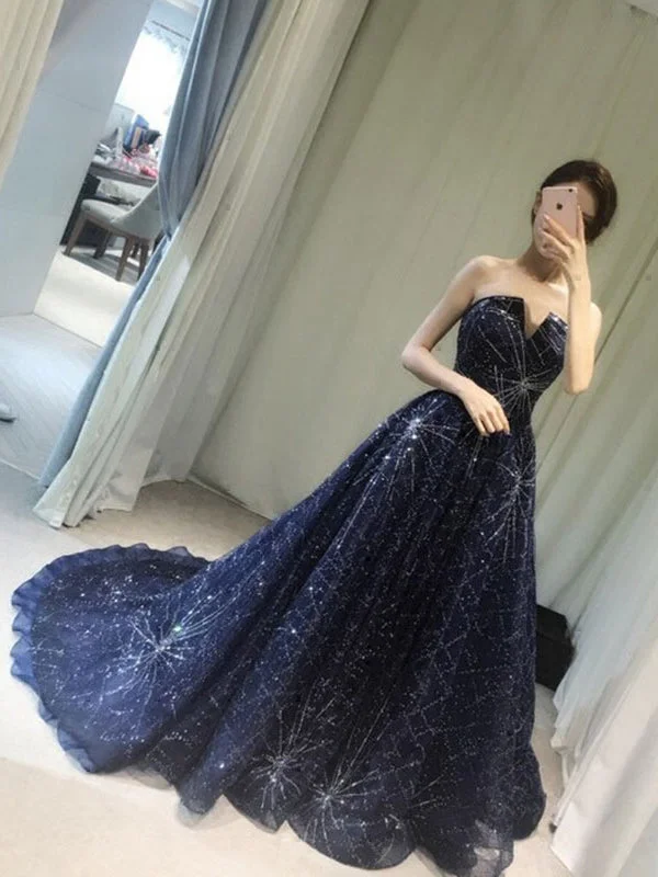Price Cut Luxury Prom Dresses A-line Sequins Sweep/Brush Train Prom Dress/Evening Dress JKL117