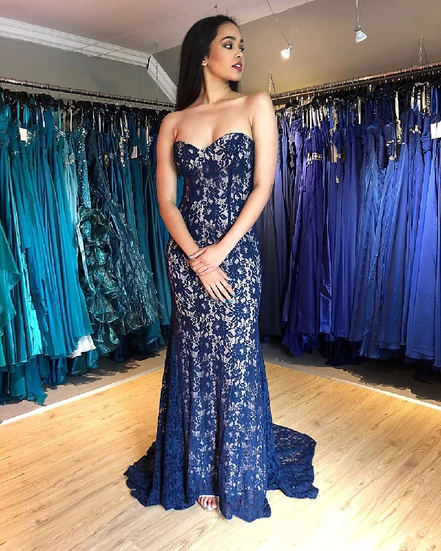 Flash Sale Sweetheart Lace Mermaid Prom Dress Sweep Train JKR306
